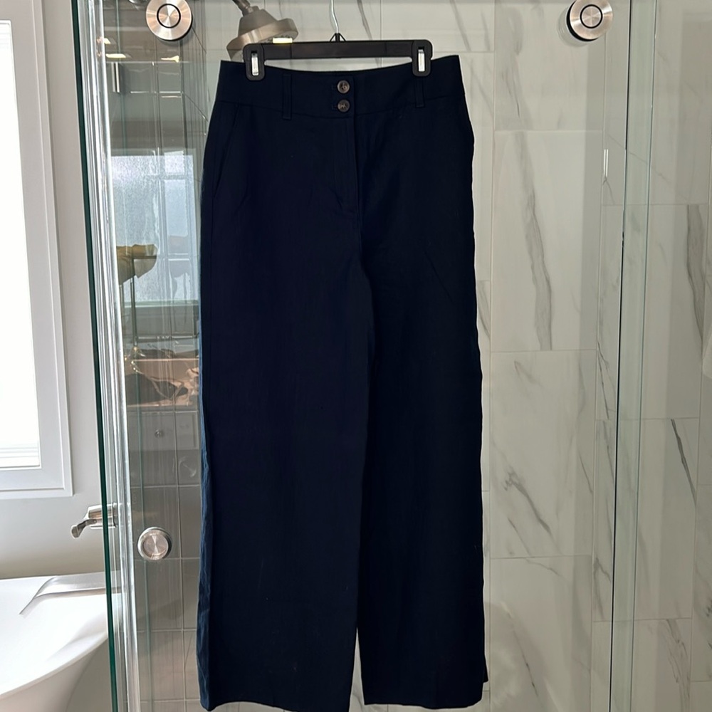 Boden, Navy, Linen, High Waisted, Wide Leg Pants, Size 8